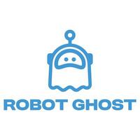 robot ghost flat minimalist logo design vector