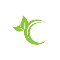 A green leaf logo with a c in the middle vector