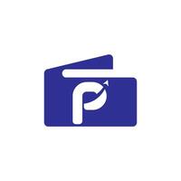 A blue wallet with a p logo on it vector