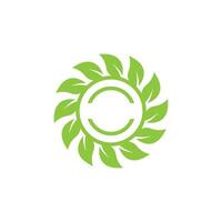A green leaf logo with a circular shape vector