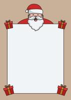 Christmas vertical template background Santa Claus copy space with gift boxes vector