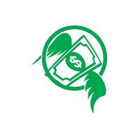 A green dollar bill with wings on it vector