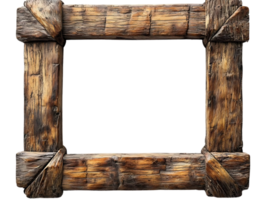 Rustic Wooden Frame with Transparent Background for Design Projects png