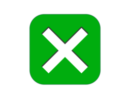 Green rounded square cross wrong mark button flat icon png