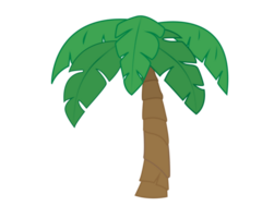 Coconut palm tree icon with long, green leaves and tall brown segmented trunk png