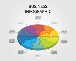 Jigsaw template with number for infographic for presentation for 10 element vector
