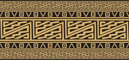 seamless golden border ornament. Native American tribes framework. vector