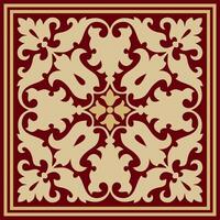 square gold with red ornament of ancient Rome. Roman classical European pattern, tile. vector