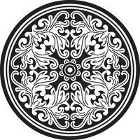 black monochrome round ancient Byzantine ornament. Classical circle of the Eastern Roman Empire, Greece. Pattern motifs of Constantinople. vector