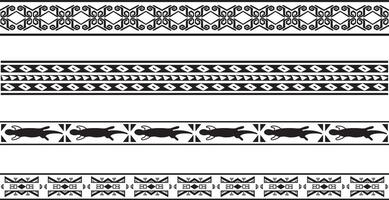 monochrome set of seamless borders, native american frames. The endless pattern of the peoples of Central and South America, the Aztecs, the Maya, the Incas. vector