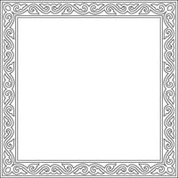 square black contour ancient Russian ornament. Slavic rectangle, border, frame. Painting of the royal chambers. vector