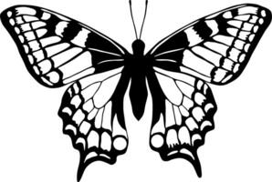 monochrome butterfly Beautiful insect with big black wings. Drawing of a flying beetle.Suitable for sandblasting, laser and plotter cutting. vector