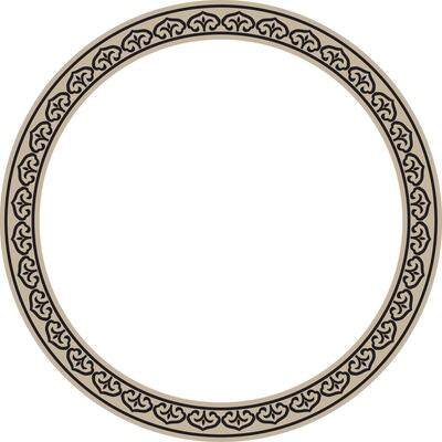 gold and black round Chinese ornament. Frame, border, circle, ring of Asian peoples of the East.