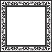 square black monochrome border, frame, Pompeii. Rectangle Neopolitan ornament. Art of Ancient Rome. Template for stained glass vector