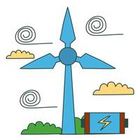windmills wind power electricity resources. develop environmentally friendly concepts vector