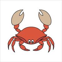 Hermit Crab Flat Illustration, Simple Stylized Design, Orange-Red Body, Large Claws, Minimalist Look, Clean Lines, White Background vector