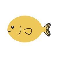 Flat illustration of a Pygmy Pufferfish with yellow body, compact shape, simple design, minimal style, clean aesthetic vector