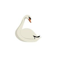 Flat illustration of a stylized swan with white body, long neck, and orange beak, minimalistic design, plain white background vector