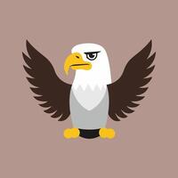 Flat Illustration of Bald Eagle with White Head and Dark Brown Wings vector