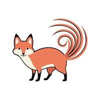 Kitsune Flat Illustration, Multiple Tails, Stylized Fox, Simple Design, Clean Lines, White Background vector