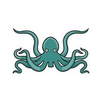 Kraken Flat Illustration, Flowing Tentacles, Stylized Creature, Clean Design, Minimalist Look, White Background vector