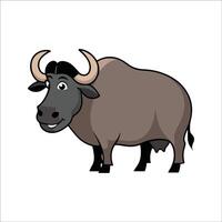 Flat Illustration of Asian Buffalo with Curved Horns, Simplified Design, Modern Minimalist Art vector