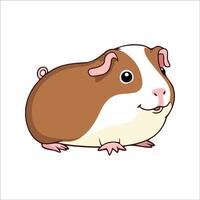 Flat Illustration of Adorable Guinea Pig with Large Eyes and Plump Body vector