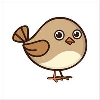 Flat Illustration of Playful Sparrow with Large Eyes and Simplified Wings vector