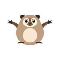 Flat Loris Illustration, Stylized Brown Body with Large Eyes, Minimalist Modern Design vector