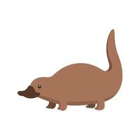Flat Platypus Illustration, Cartoon Design with Brown Body and DuckBill, Clean Minimalist Aesthetic vector