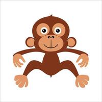 Flat Illustration of Playful Orangutan with Large Eyes and Simple Fur Design vector