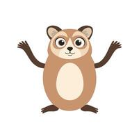 Flat Loris Illustration, Stylized Brown Body with Large Eyes, Minimalist Modern Design vector