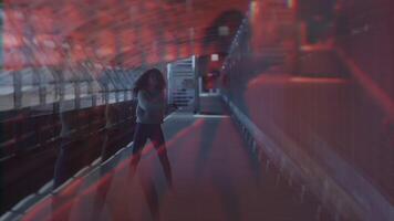 A captivating dynamic urban scene enhanced with striking red light effects that compel attention video