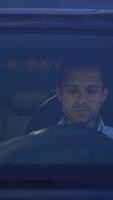 A Thoughtful Man Sitting in His Car, Pondering Life Choices and His Surroundings with Introspection video