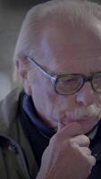 A Contemplative Elderly Man Deeply Engaged in Thought and Introspection, with Wisdom video