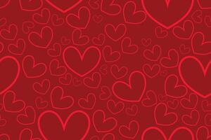 Hand drawn seamless pattern with red hearts made with crayons or brush vector