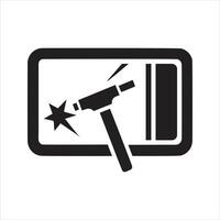 Emergency exit icon. Break the window icon vector