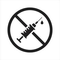 Do not use drugs icon. No vaccination sign vector