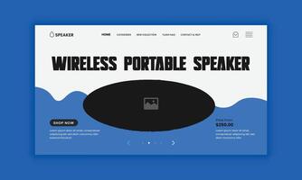 Music Gadget Products and Computer or Smartphone Wireless Speaker Website Landing Page design template vector