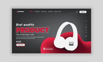 Web banner User Interface, User Experience Design Template for headphone vector