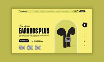 Earbuds Super Sale d website landing page user interface design template vector