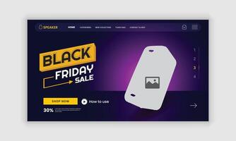 Black Friday Mega Sale Music Gadget Products and Computers Website Landing Page User Interface and User Experience Design Template vector