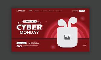 Cyber Monday super sale website landing page user interface design template vector