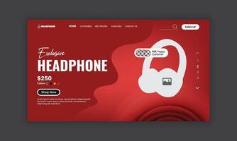 Headphone Brand Excellence Crafting Headphone Web Landing page template design vector