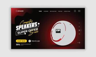Computer or Smartphone Wireless Speaker Website Landing Page User Interface Design Template vector