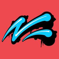 Blue Scribble Graffiti Shape Element vector
