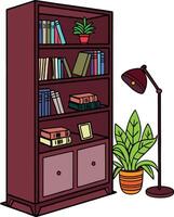 A colorful bookshelf with books vector