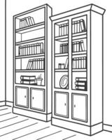 A bookshelf with books silhouette vector