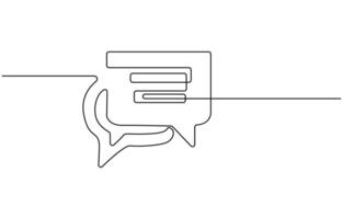 Speech bubble line art continuous one line drawing vector