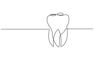 Tooth icon in continuous line drawing vector
